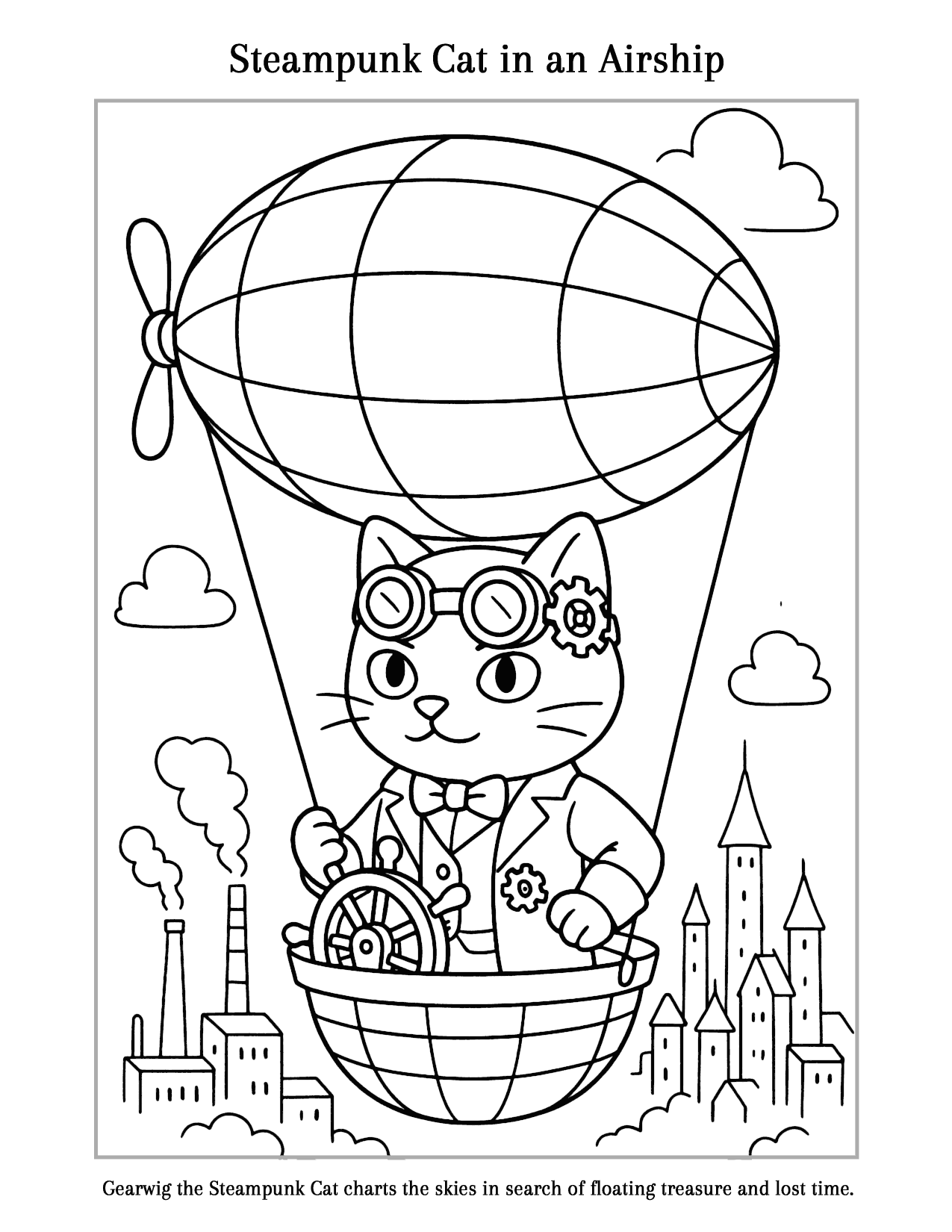 10 Steampunk Cat In Airship