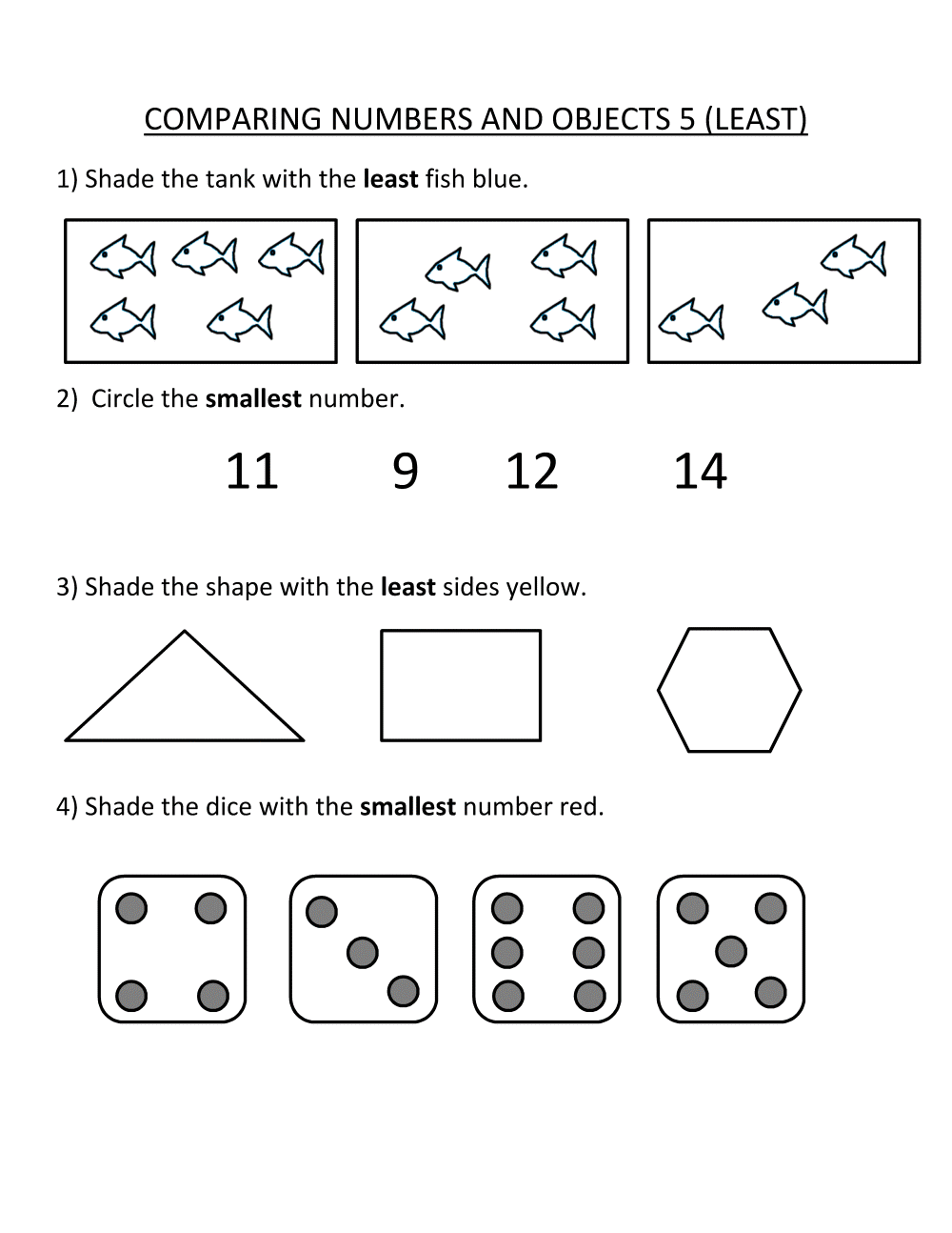 1st Grade Math Worksheet - Comparing Numbers
