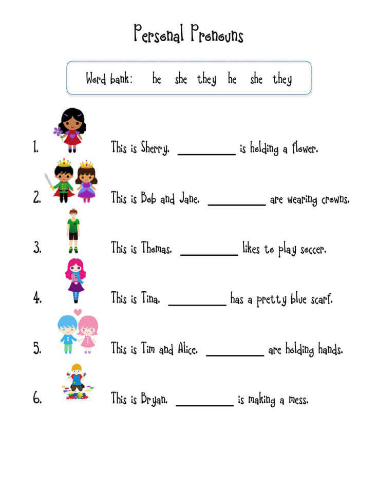 1st Grade Worksheet Pronouns Printable Coloring Pages Grab Your Crayons Lets Color 