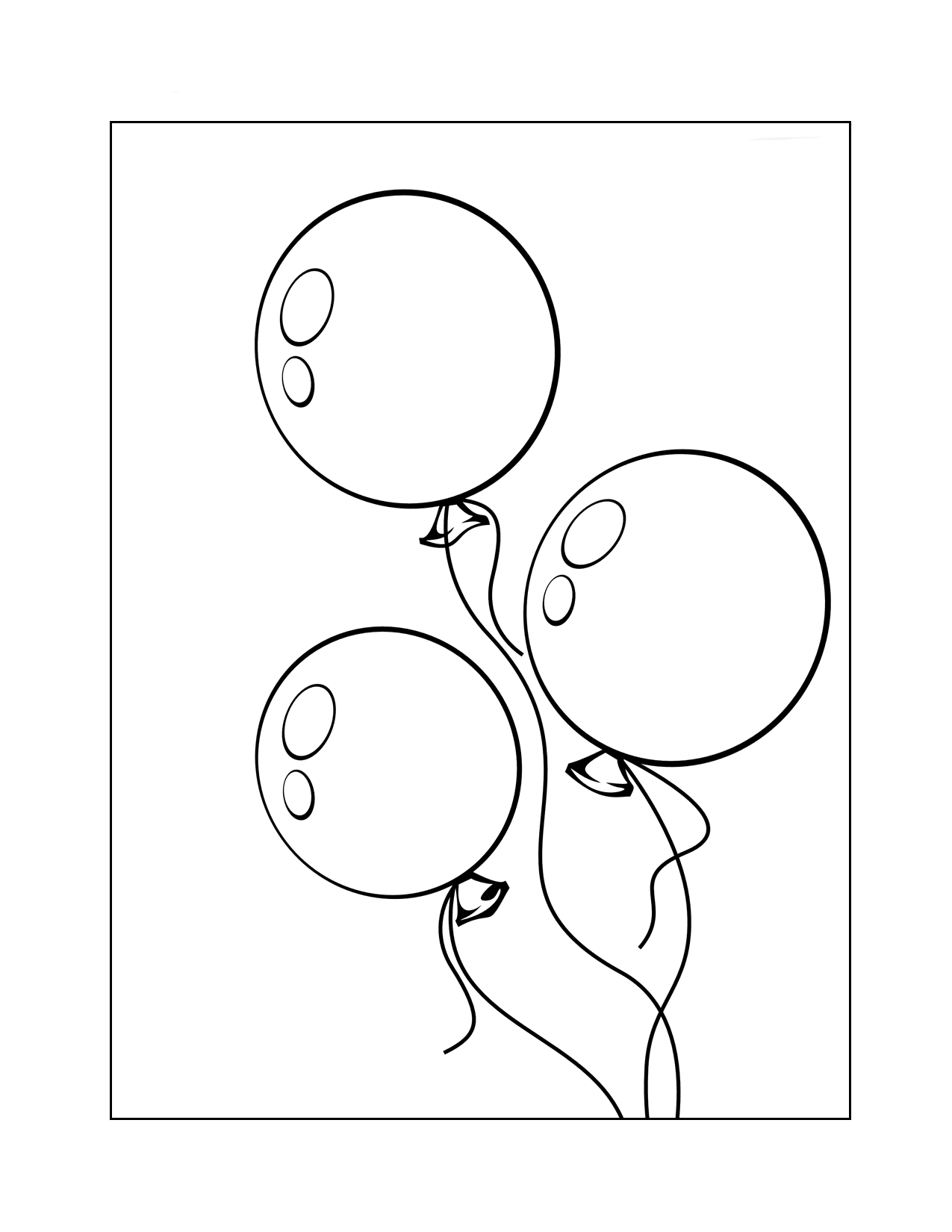 3 Balloons Coloring Page