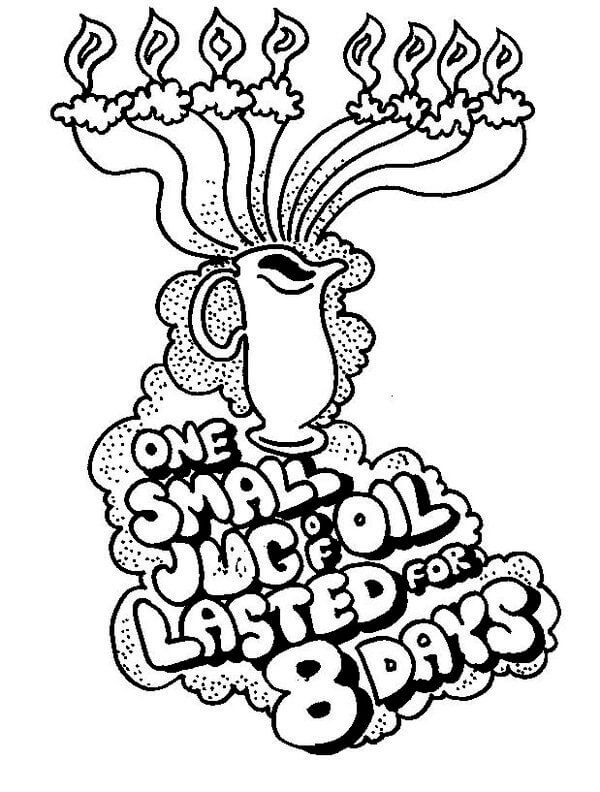 8 Days of Oil Hanukkah Coloring Pages