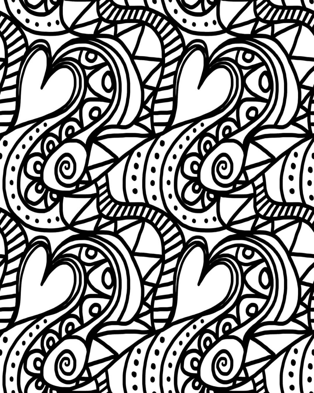 Abstract Heart Design for Valentines Coloring
