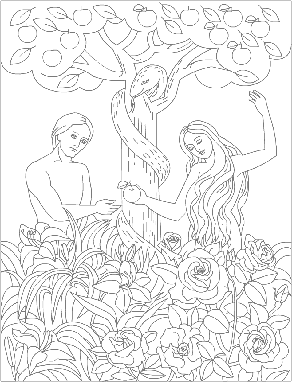 Adam and Eve Art For Coloring