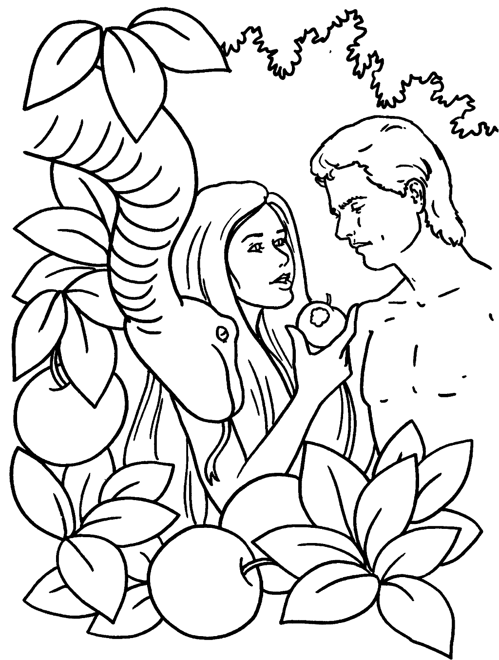 Adam and Eve Bible Story Coloring Sheet