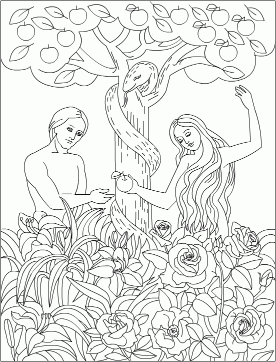 Adam and Eve Creation Coloring Page