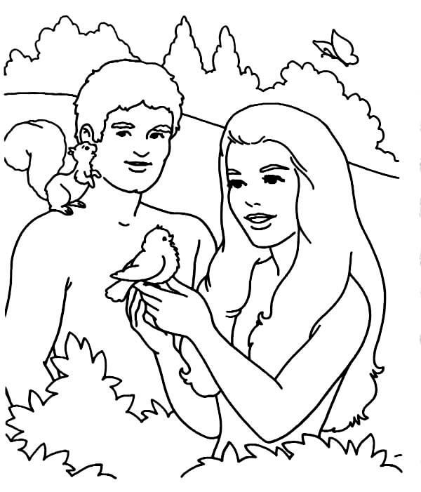 Adam and Eve Creation Coloring Pages