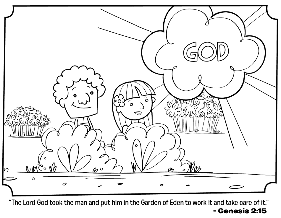 Adam and Eve Garden of Eden Coloring Page