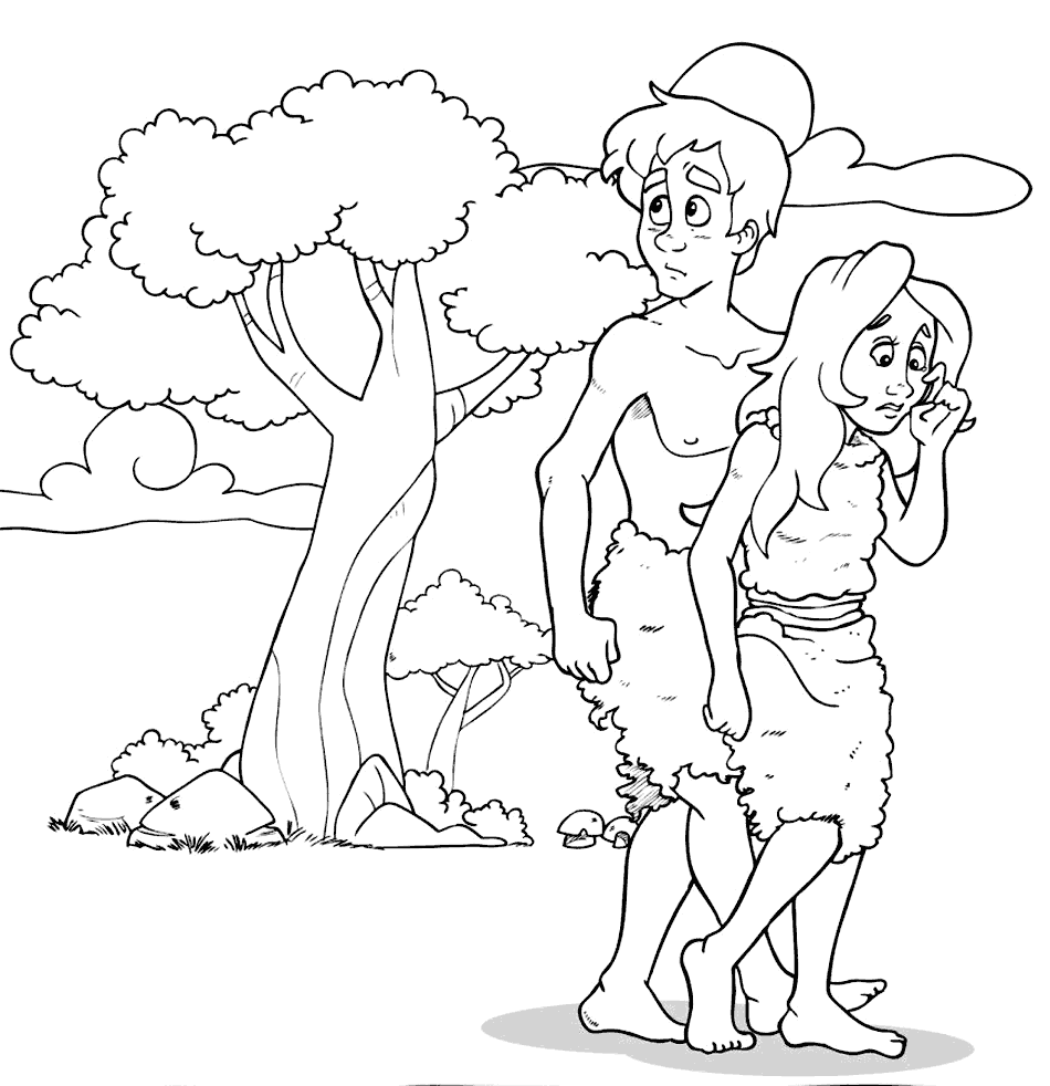 Adam and Eve Leave the Garden - Bible Story Coloring Page