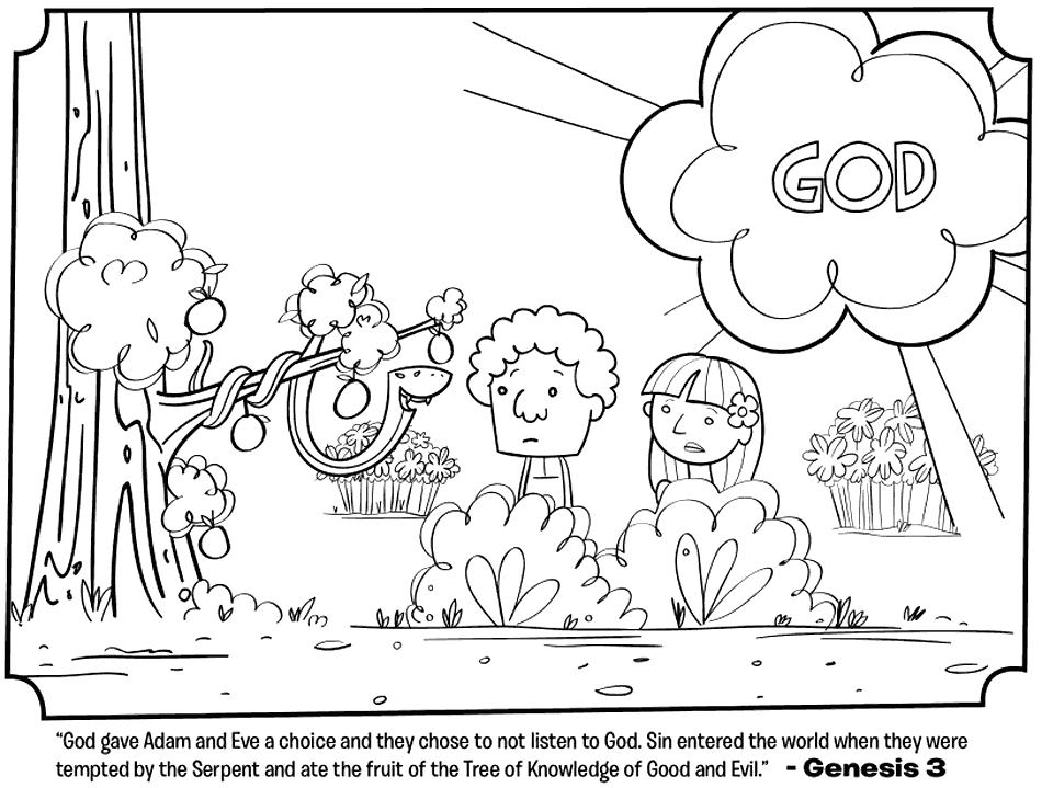 Adam and Eves Sin Bible Coloring Page