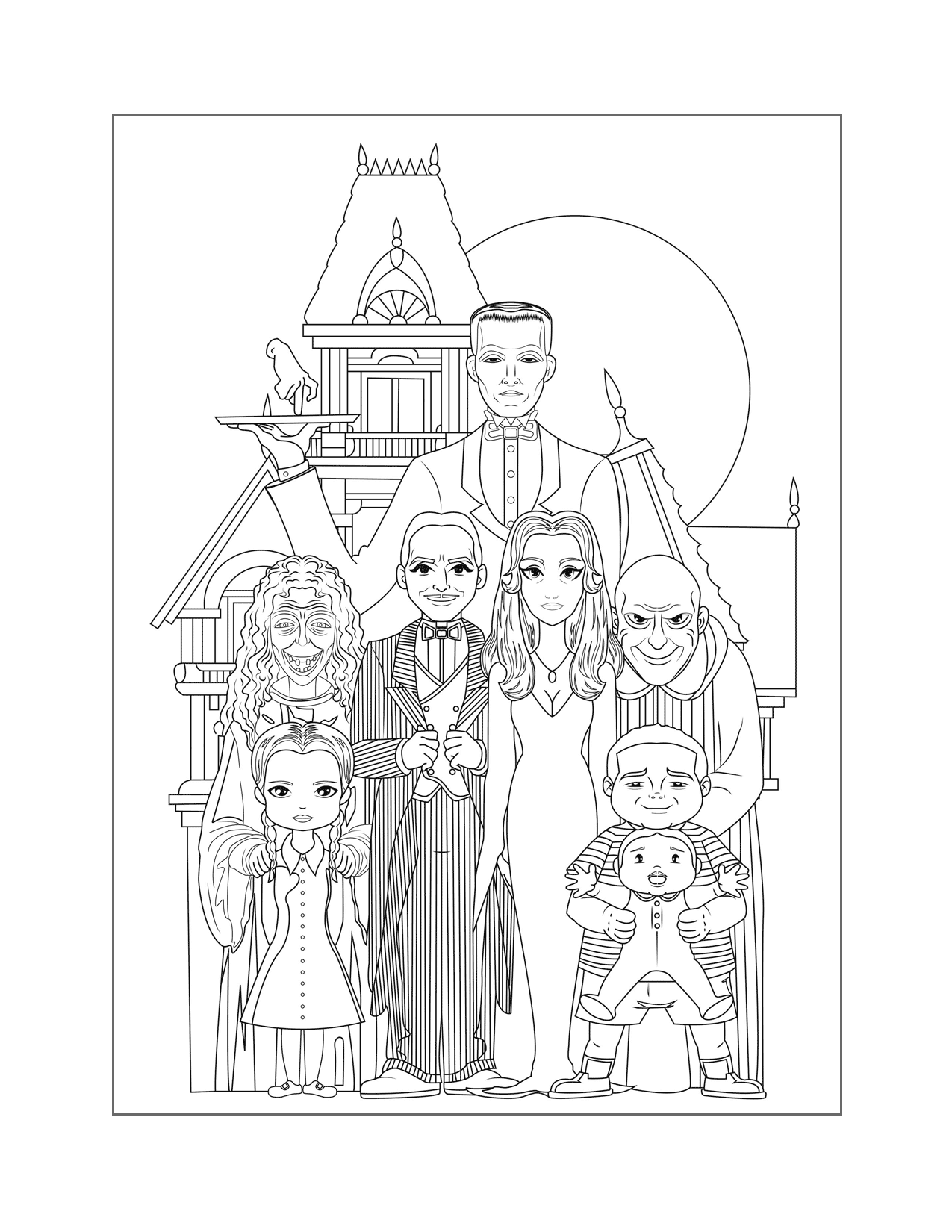 Addams Family Portrait Coloring Page