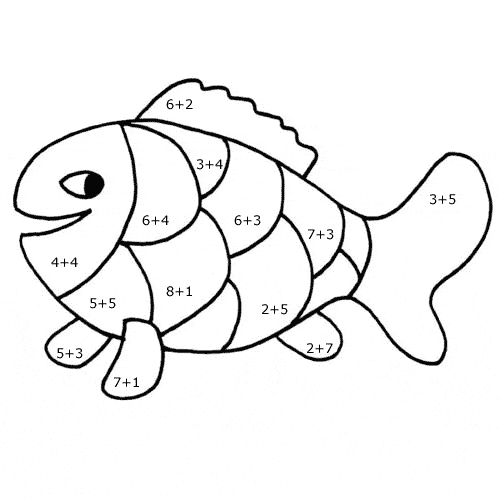 Addition Fish - Math Coloring Pages