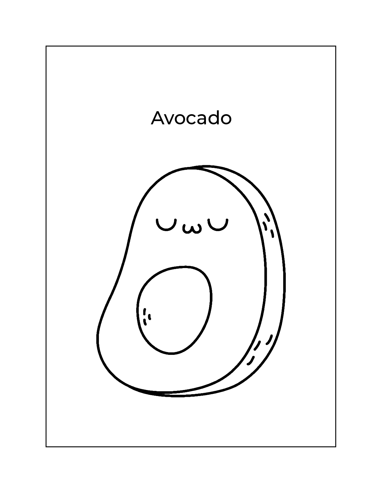 Adorable Avocado Coloring Page