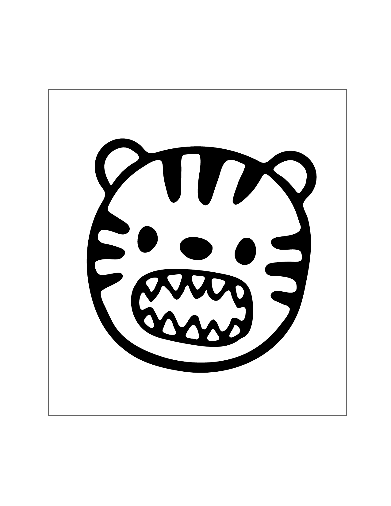 Adorable Growling Cartoon Tiger Coloring Page