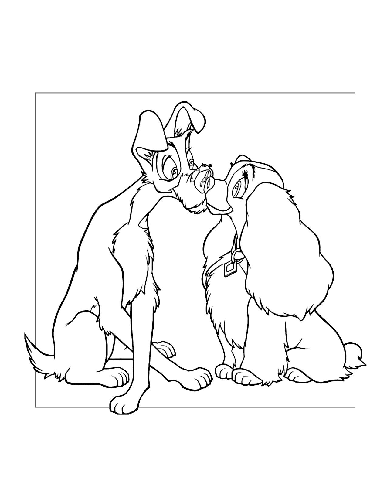 Adorable Lady And The Tramp Coloring Page