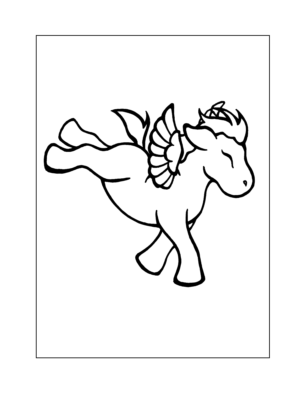 Adorable Pegasus Cartoon Coloring Page