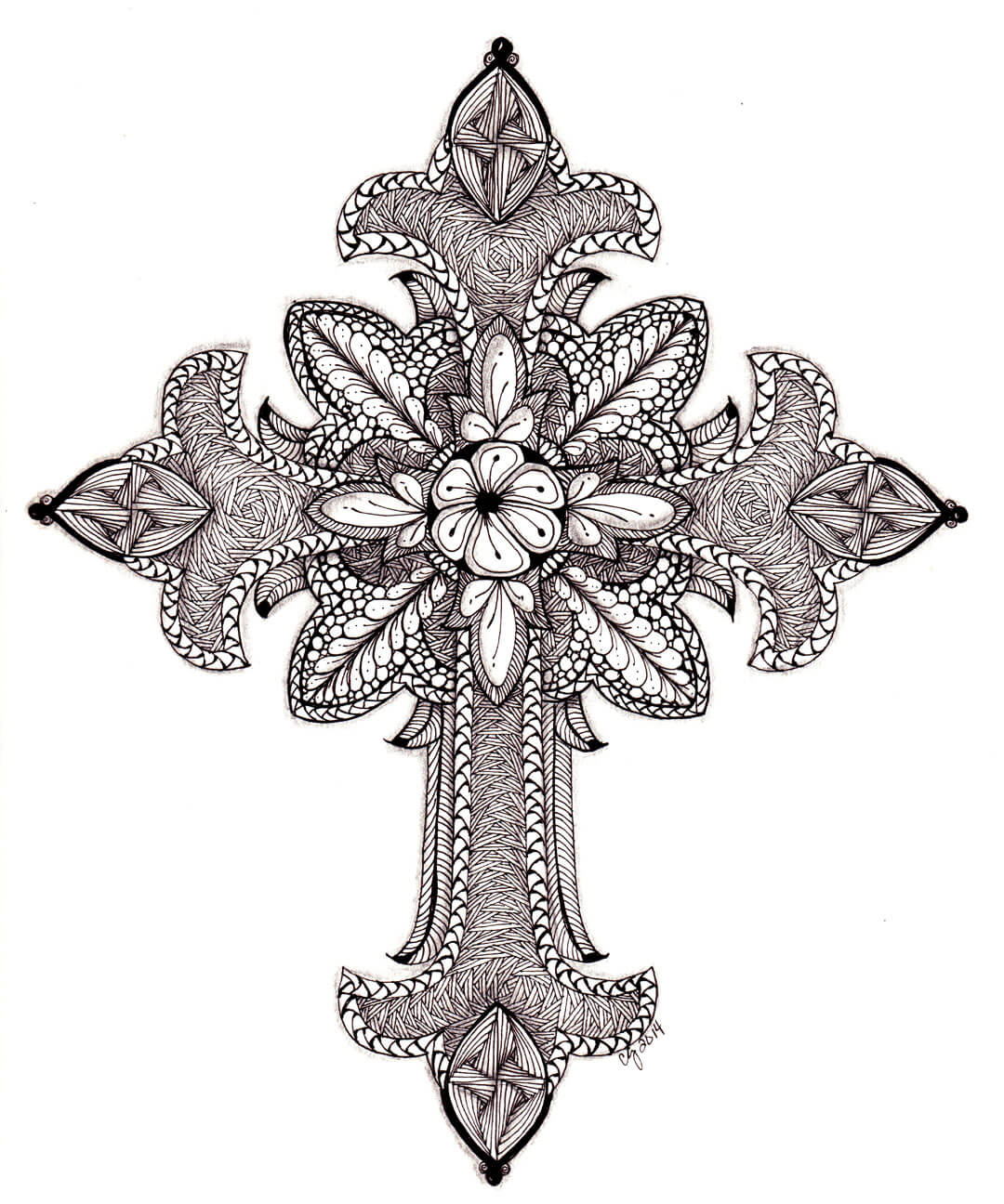 Advanced Cross Coloring Page for Adults