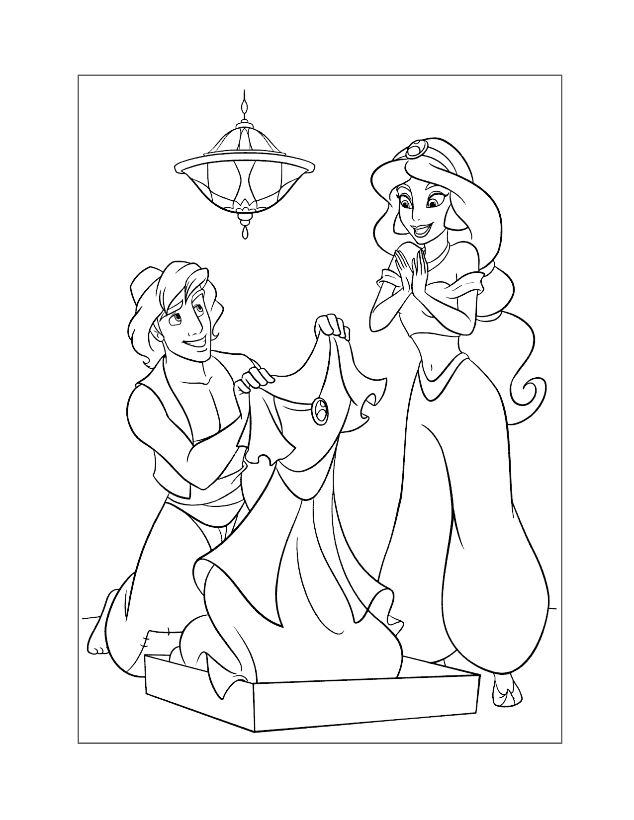 Aladdin Gives Jasmine A Gift Coloring Page