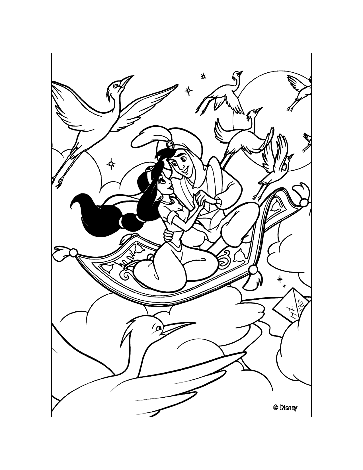 Aladdin Whole New World Coloring Page