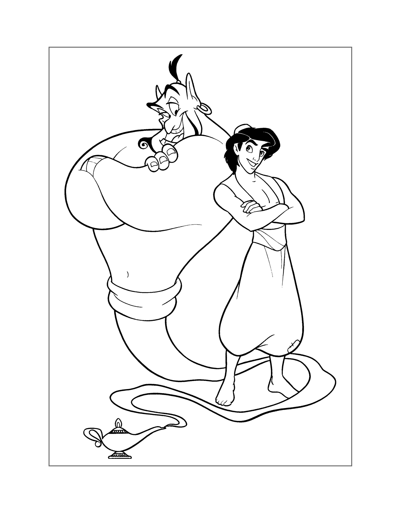 Aladdin And Genie Coloring Page