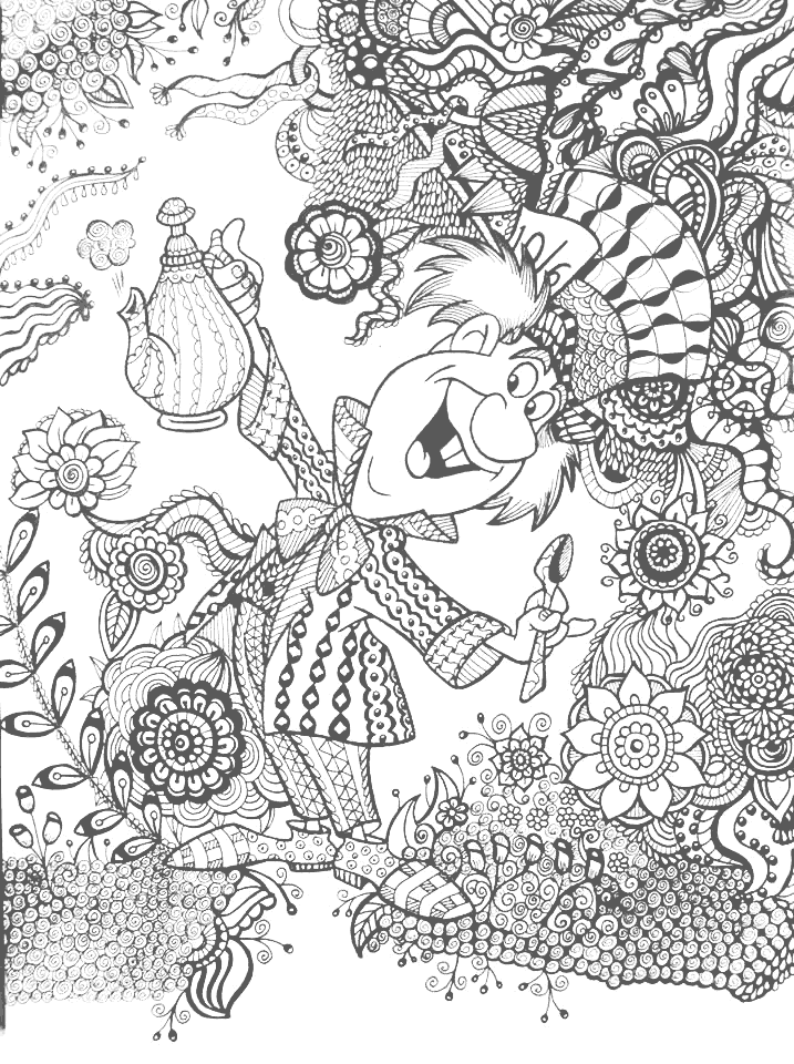 Alice in Wonderland Coloring Page for Adults