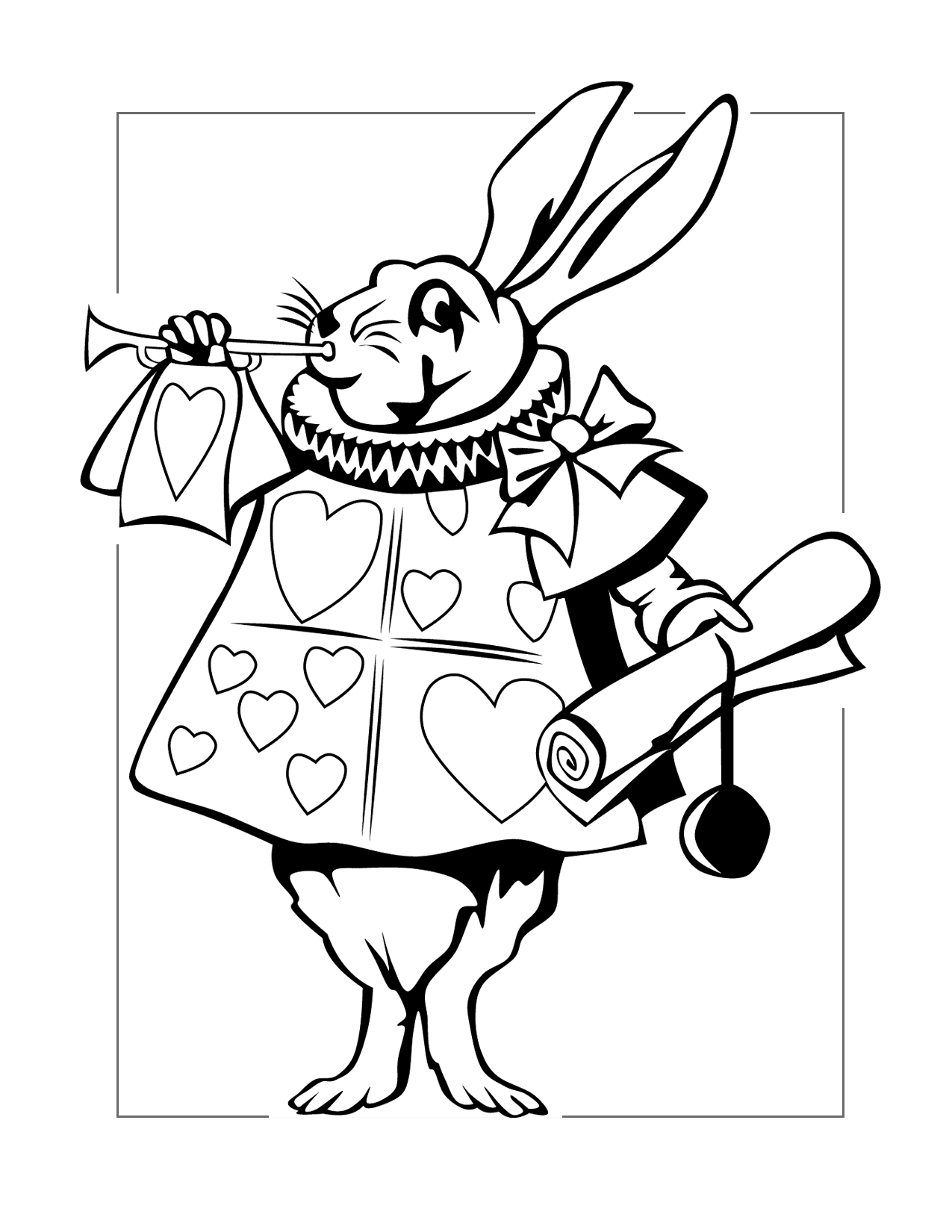 Alice In Wonderland Queens Rabbit Coloring Page