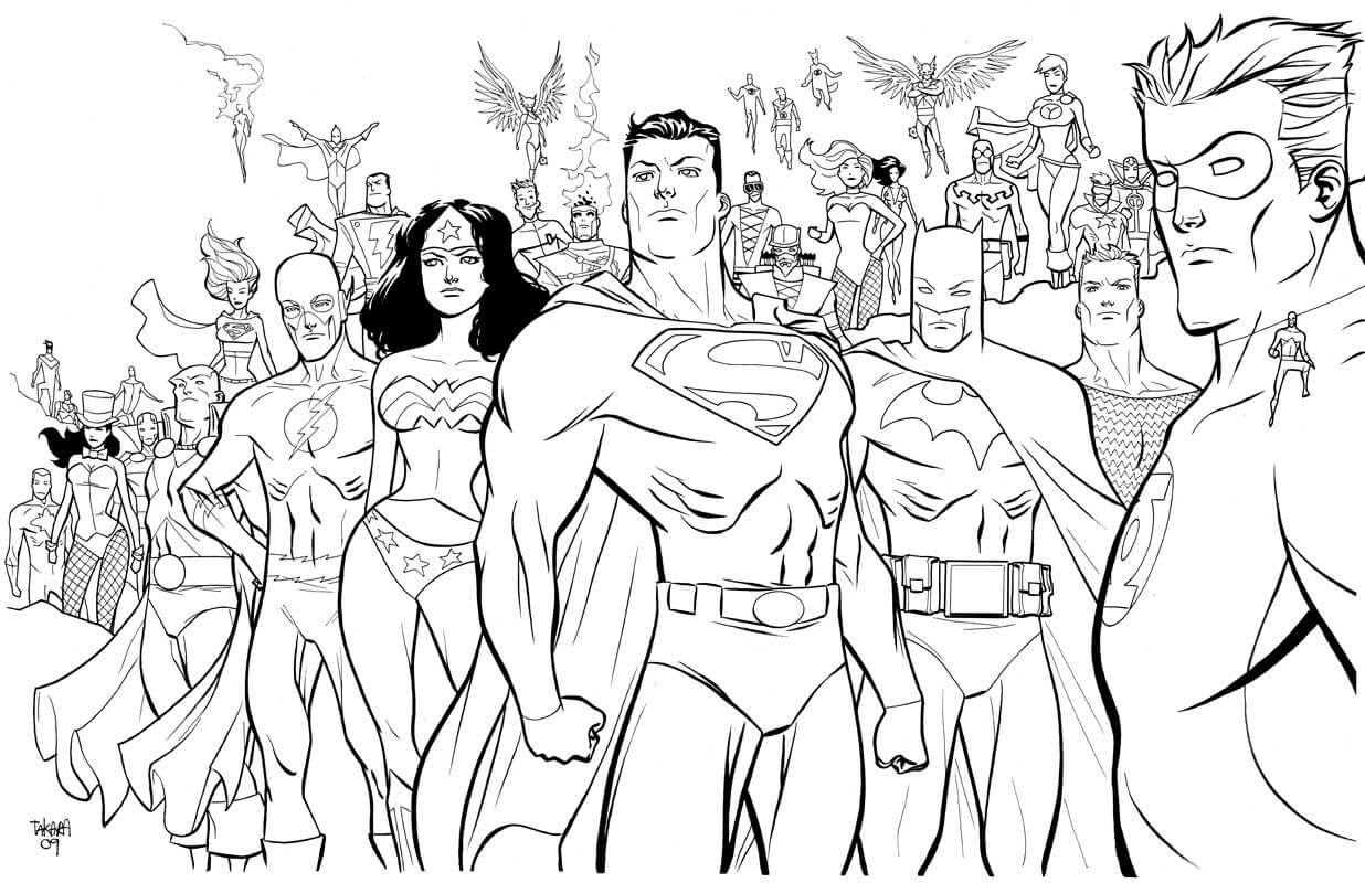 All Dc Superhero Characters Coloring Page