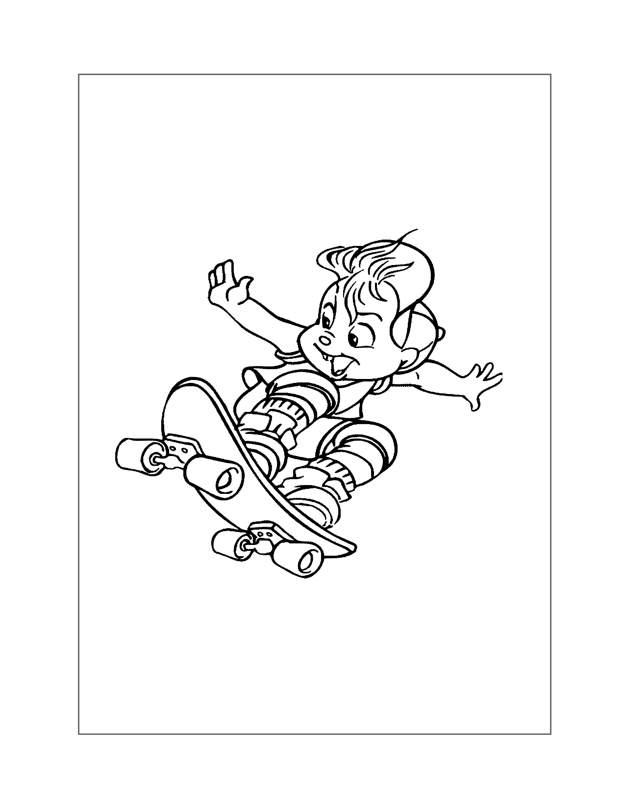 Alvin Riding Skateboard Coloring Page