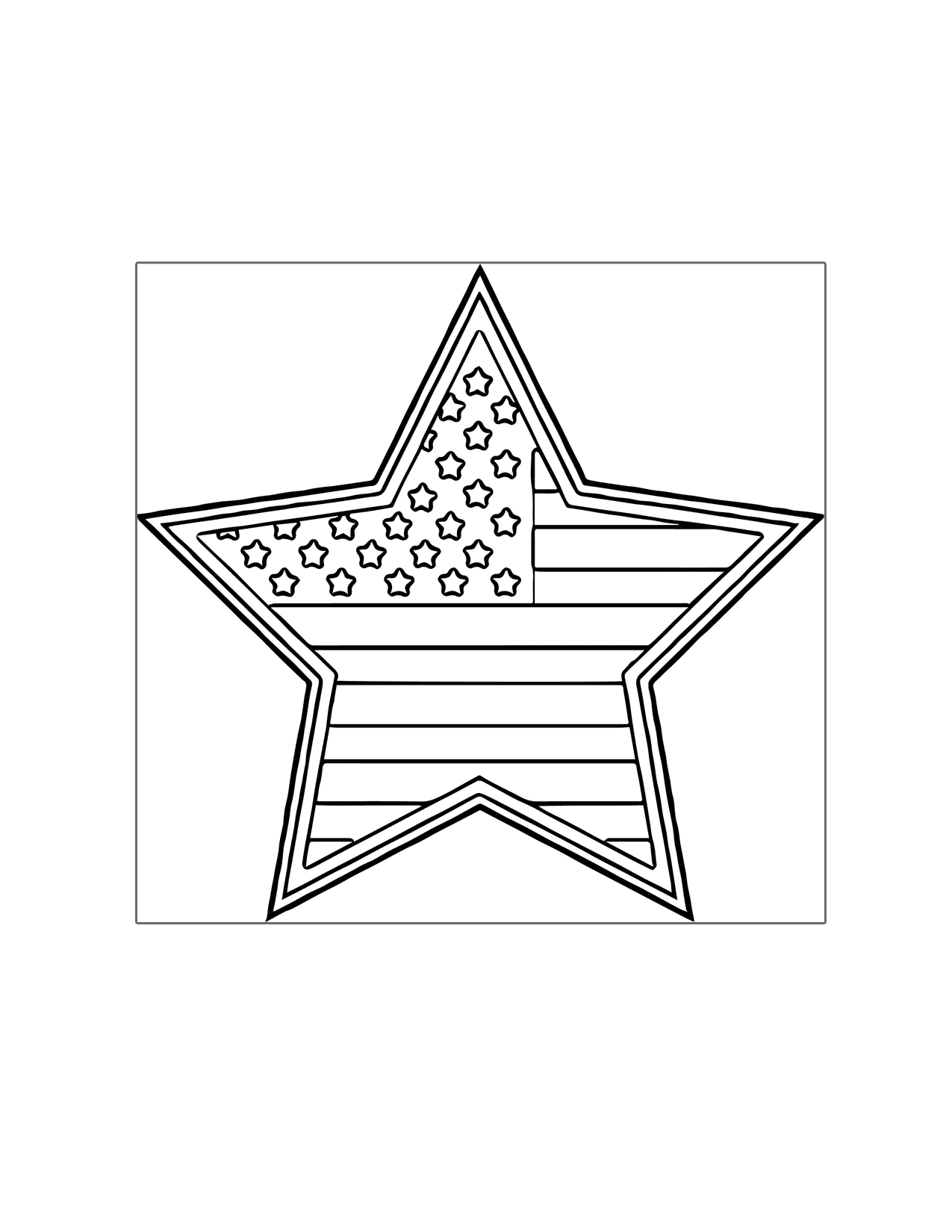 American Flag Star Coloring Page