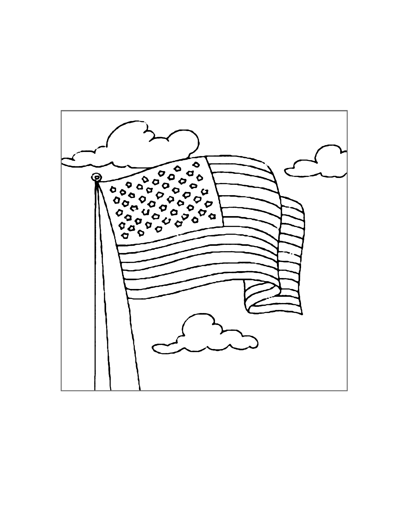 American Flag In The Sky Coloring Page