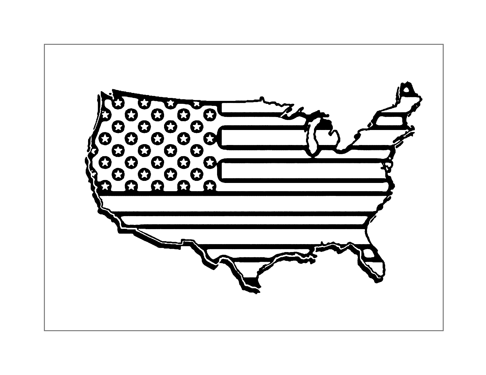 American Flag On Us Map Coloring Page