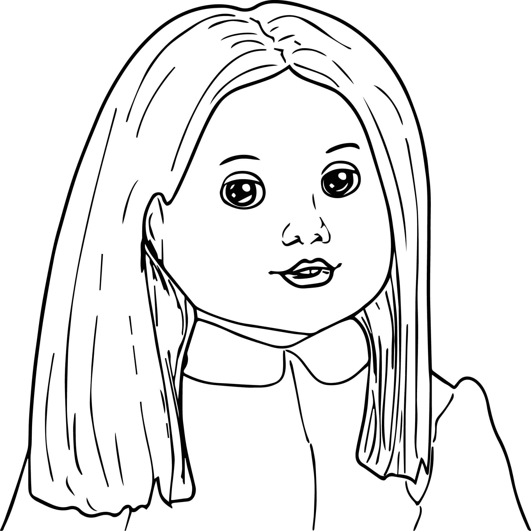 American Girl Doll Face Coloring Page