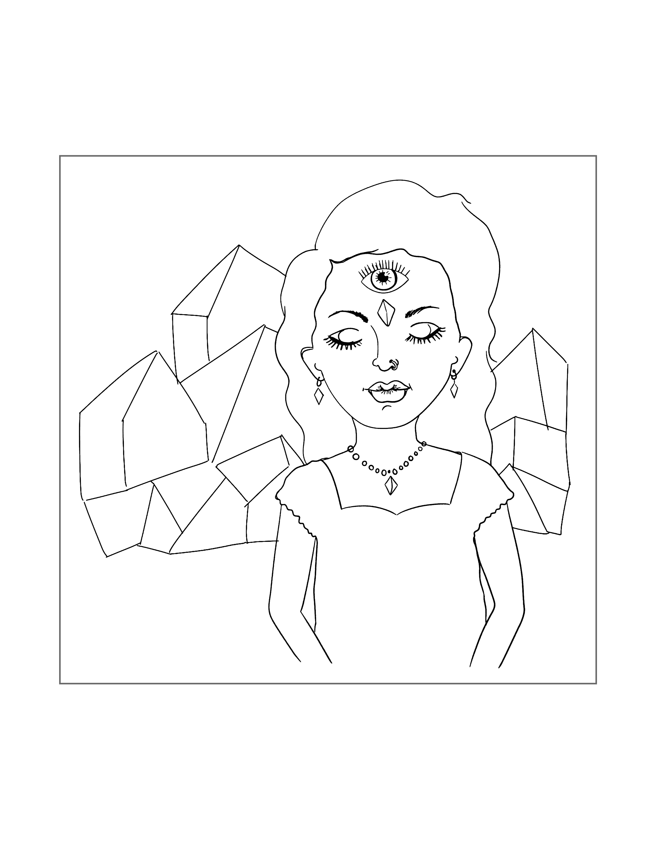 Amethyst Meditating Girl Coloring Page