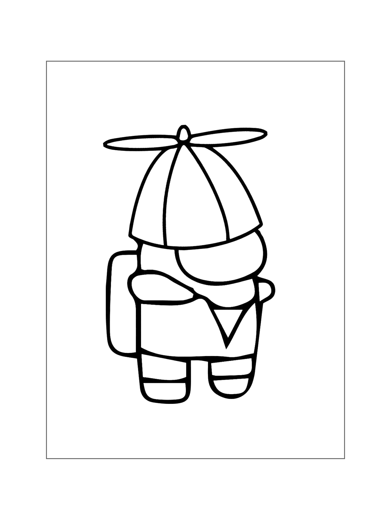 Among Us Helicopter Hat Coloring Page