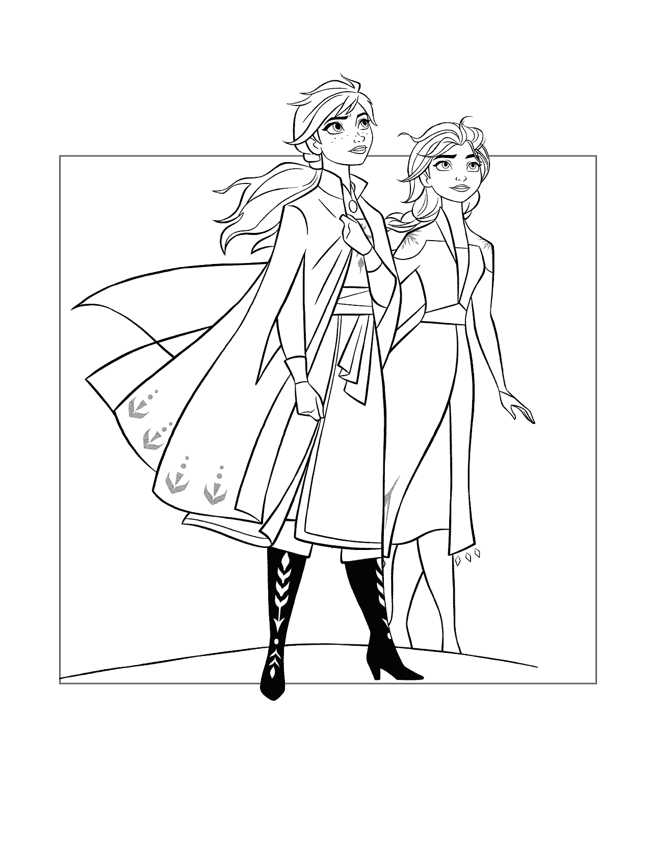 Ana And Elsa In Frozen Ii Coloring Page