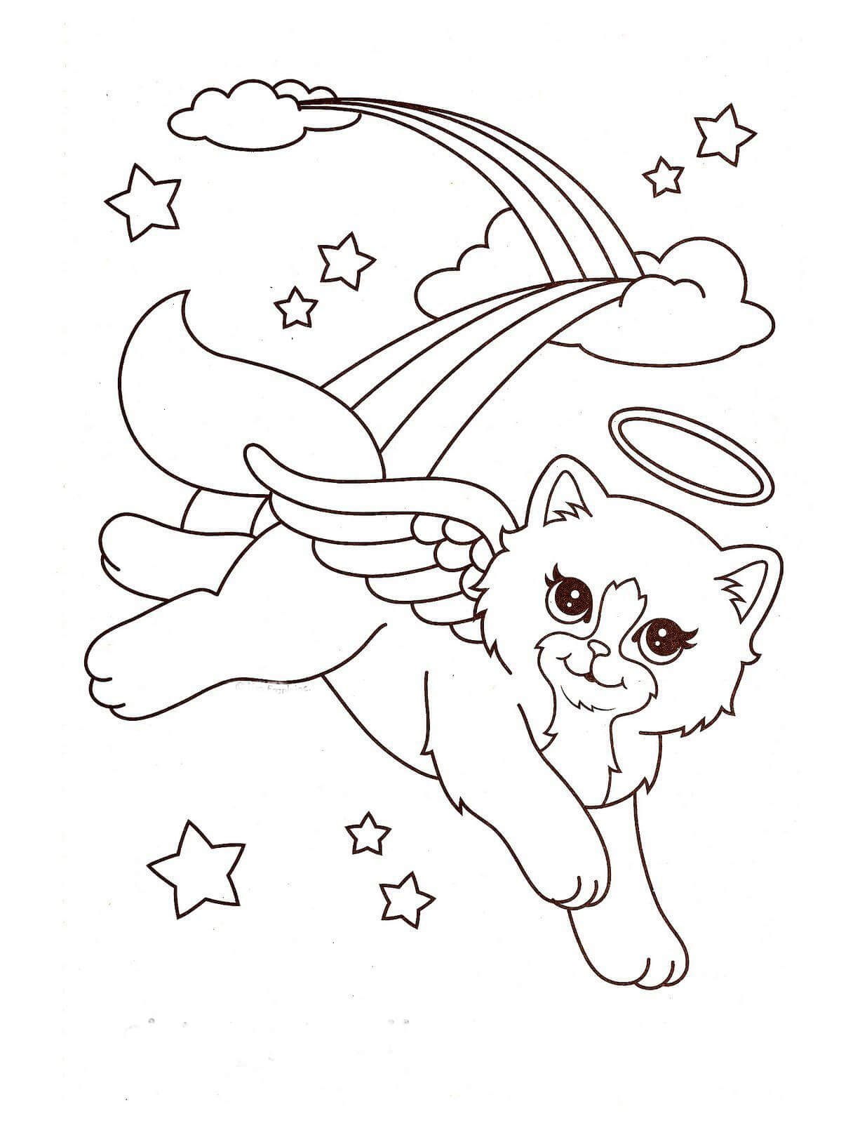 Angel Kitten Coloring Page