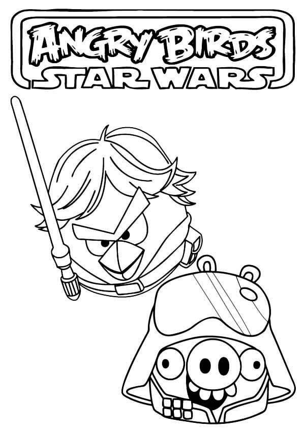 Angry Birds Star Wars Coloring Pages - Luke and Vader