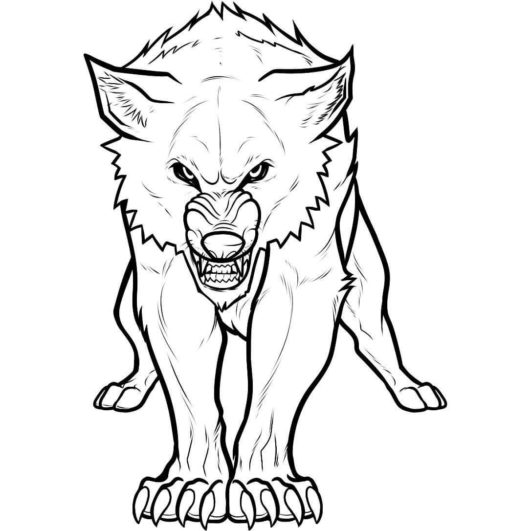 Angry Wolf Coloring Page