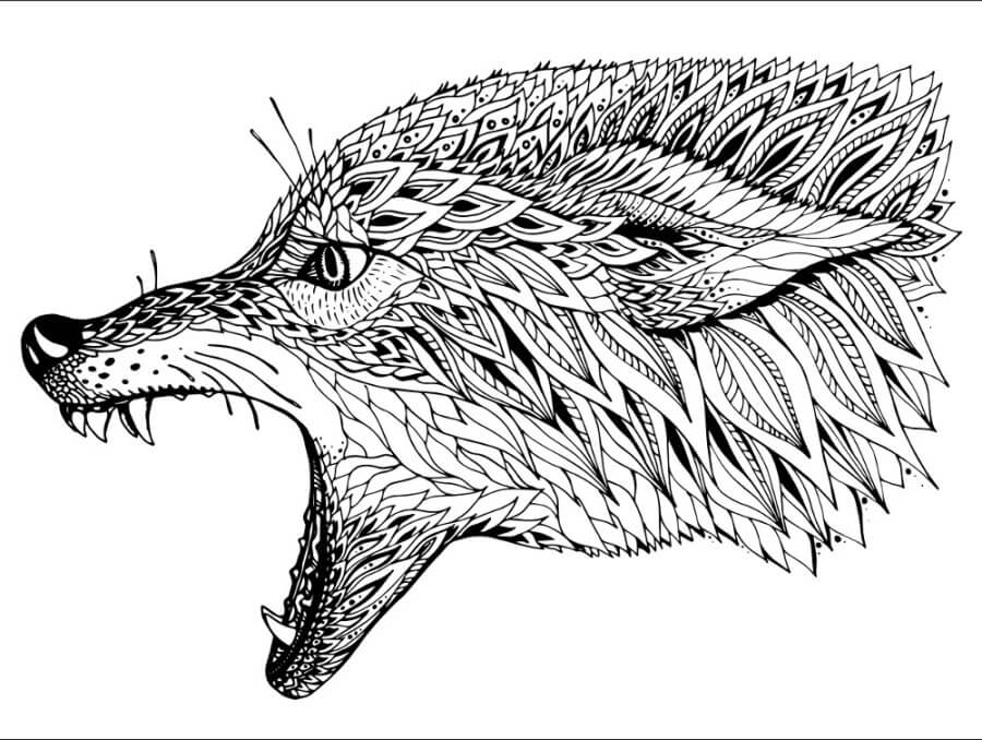 Angry Wolf Coloring Pages For Adults