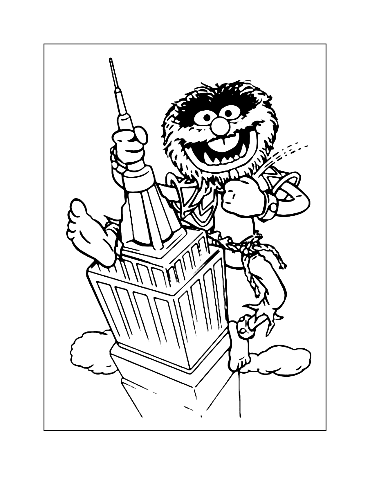 Animal Climbing Empire State Building Coloring Page