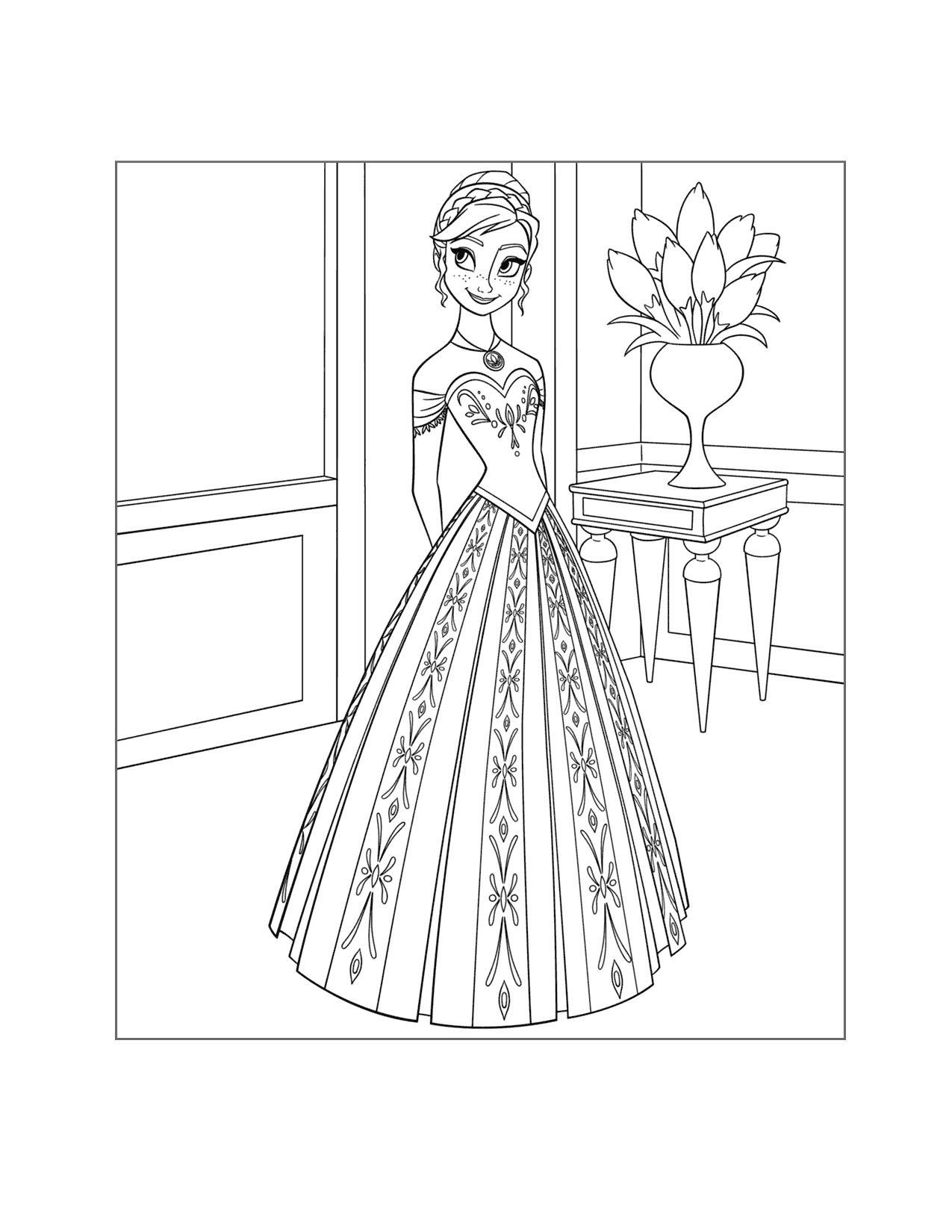 Annas Pretty Dress Coloring Page