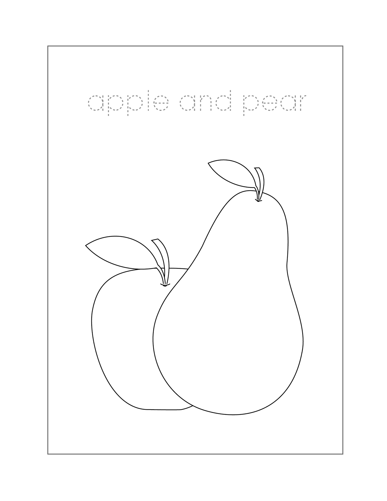 Apple And Pear Spelling Coloring Page