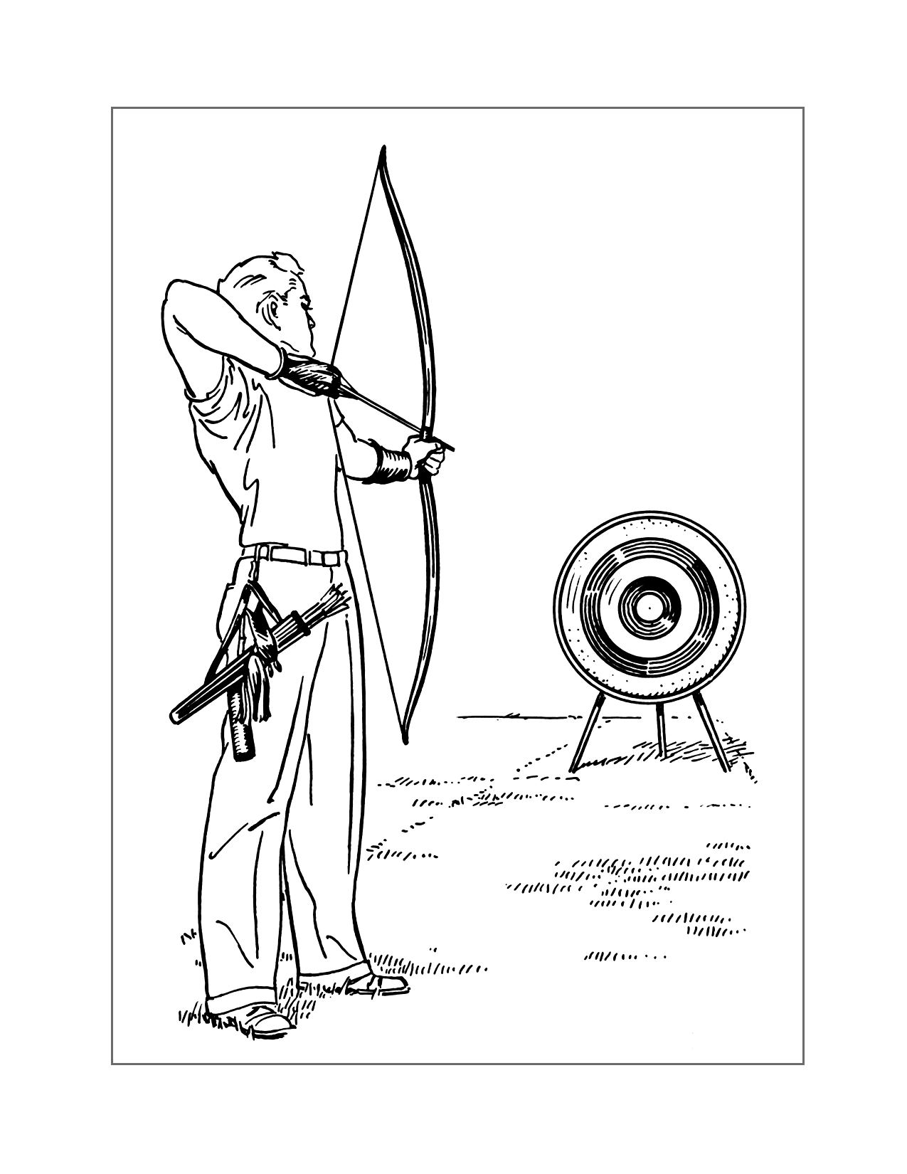 Archer Aiming At Target Coloring Page