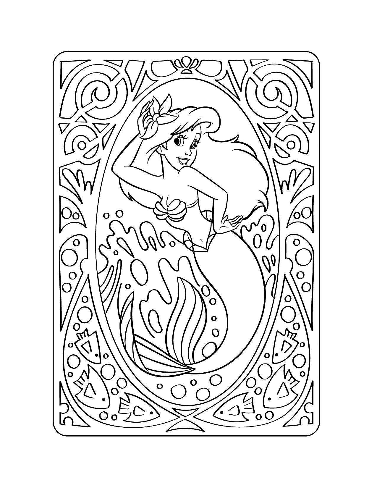 Arial Disney Coloring Page For Adults