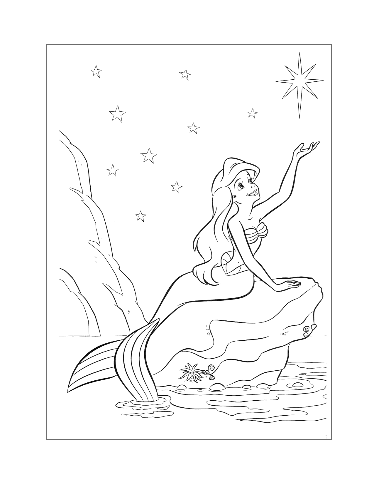 Ariel Under The Stars Coloring Page