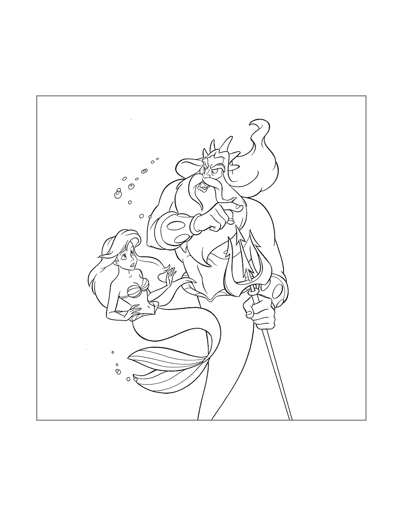 Ariel And King Triton Coloring Page