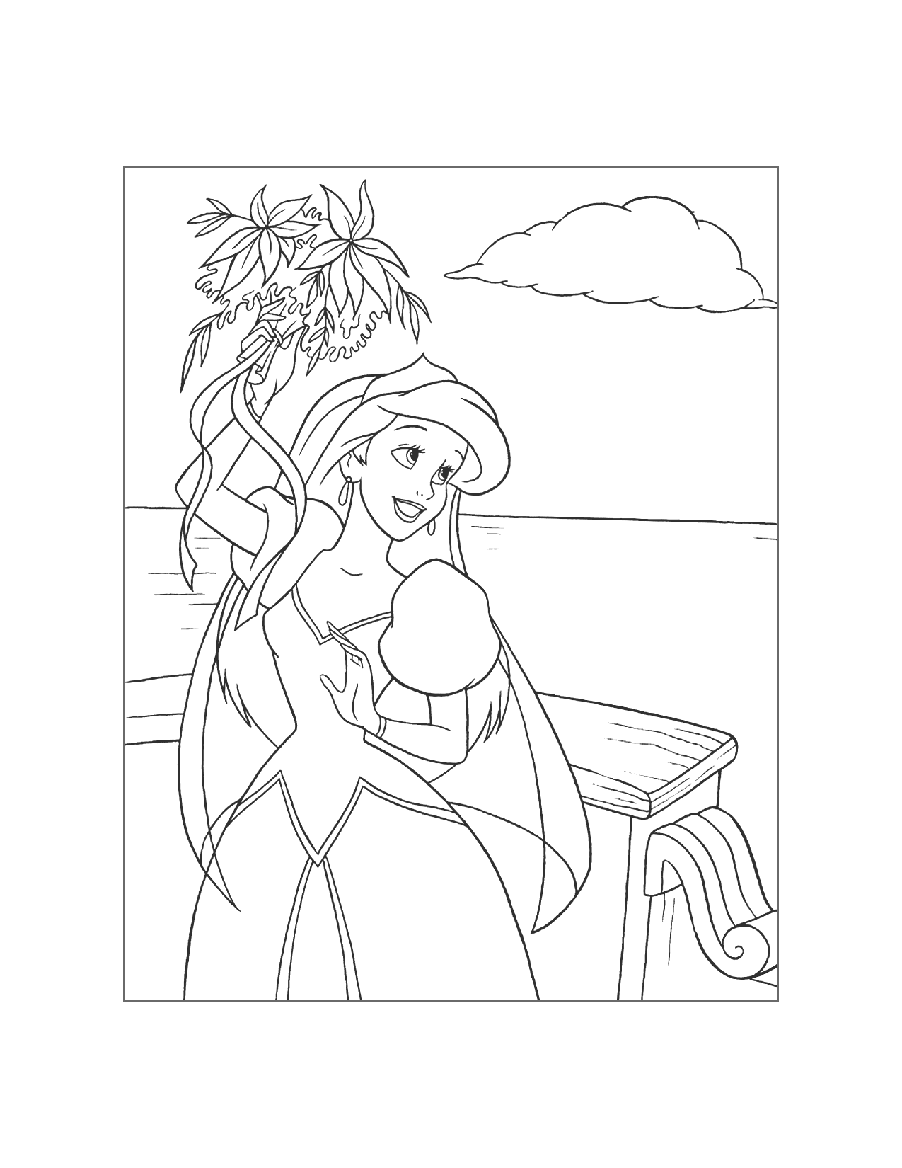 Ariel On Erics Boat Coloring Page
