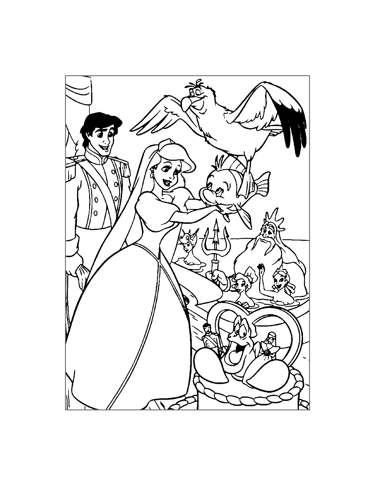 Ariels Happy Ending Coloring Page