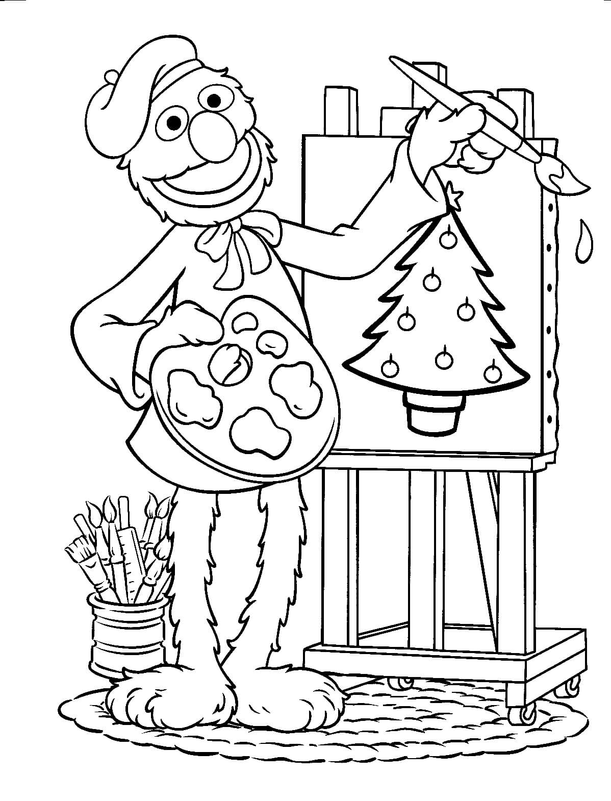 Artist Grover Sesame Street Coloring Pages