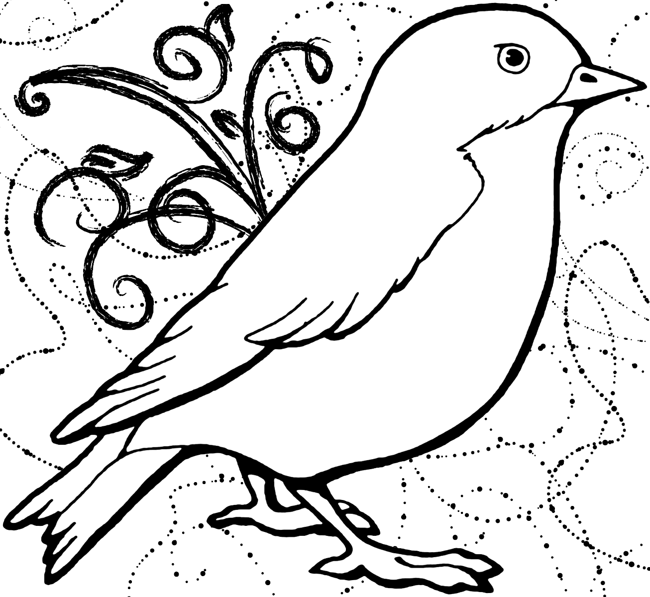 Artistic Bird Coloring Page