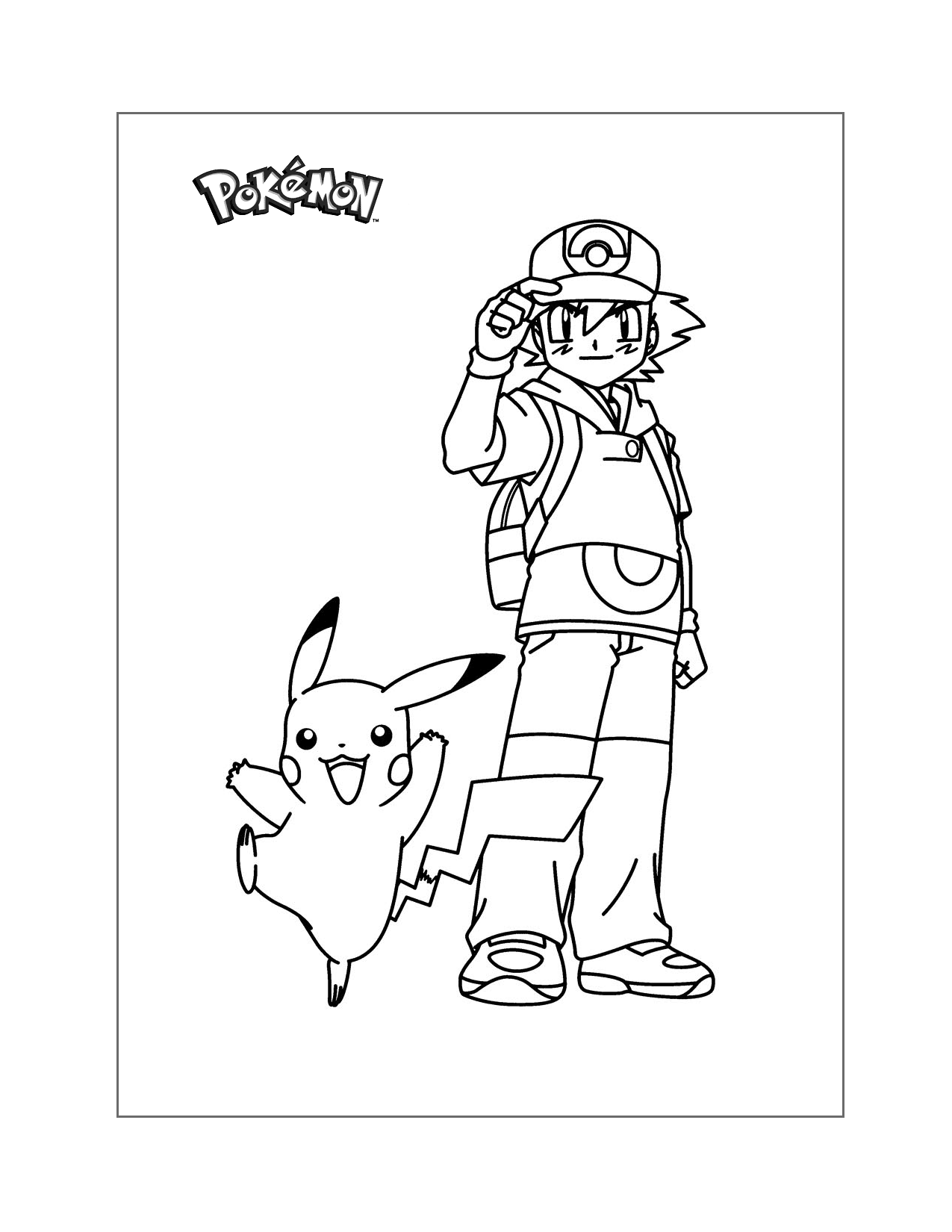 Ash And Pikachu Coloring Page